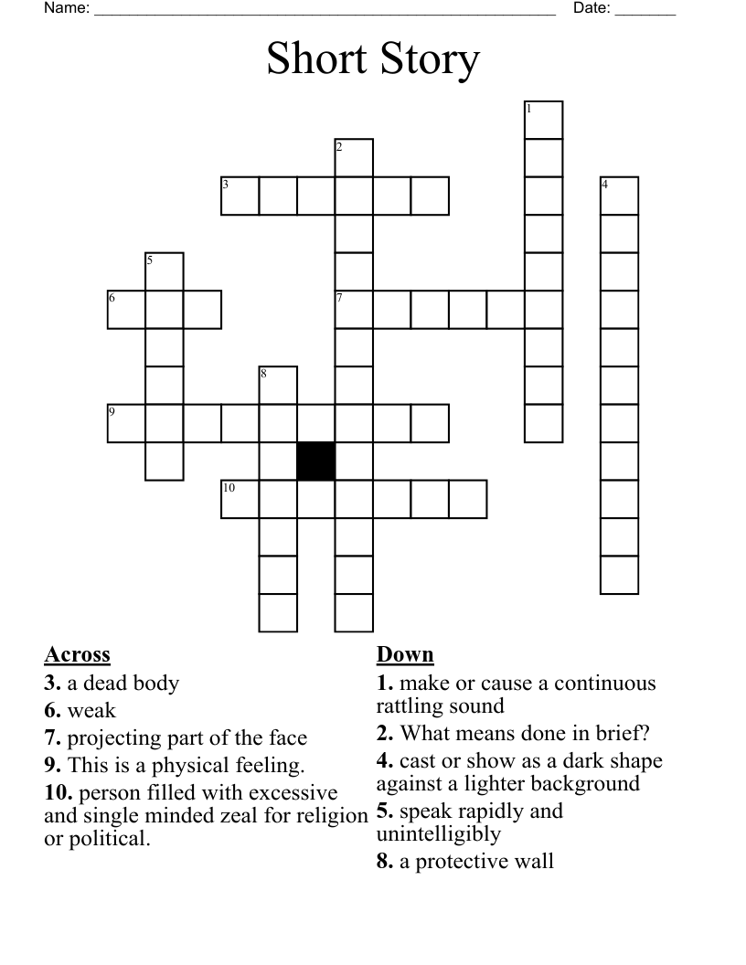 Short Story Crossword