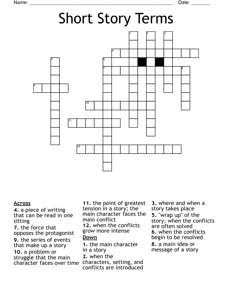 Short Story Terms Crossword