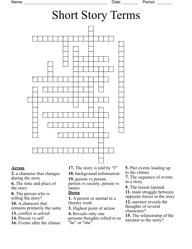 Short Story Terms Crossword