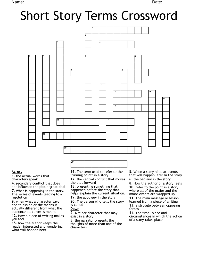 Short Story Terms Crossword