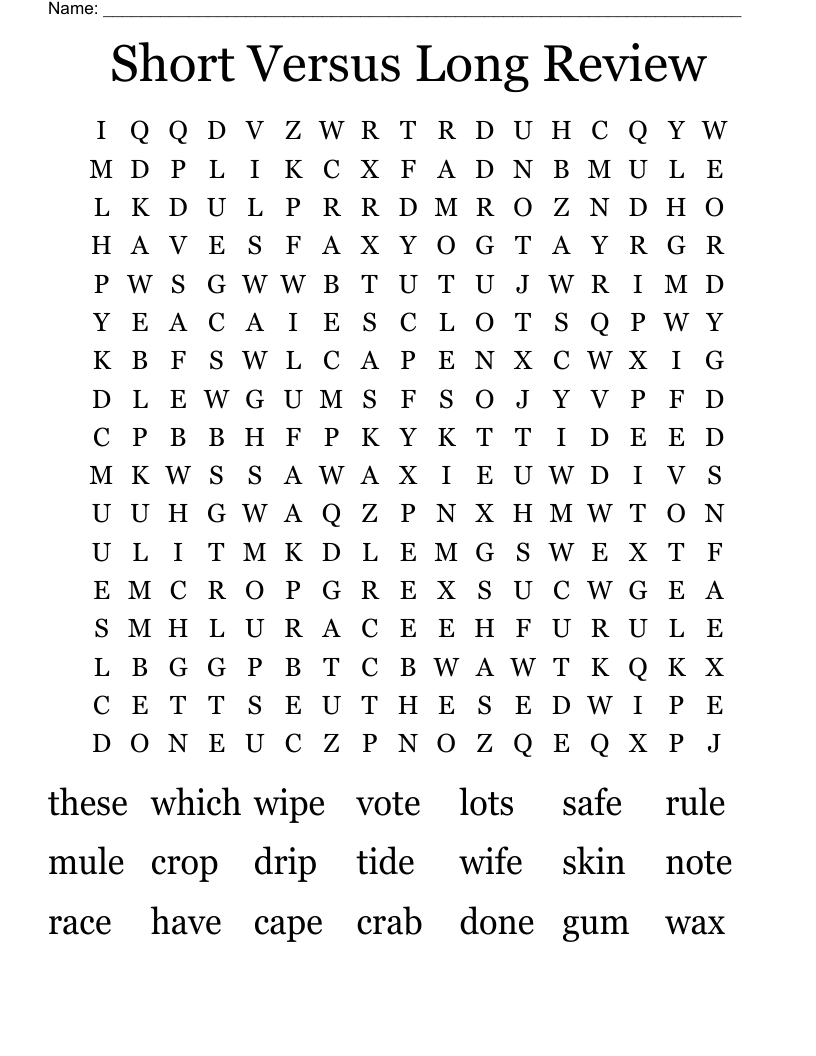 Short Versus Long Review Word Search
