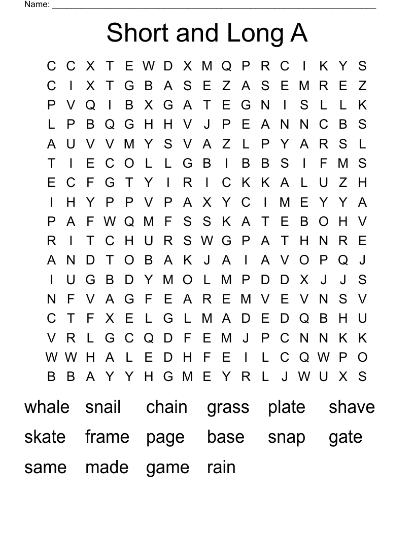 Short and Long A Word Search