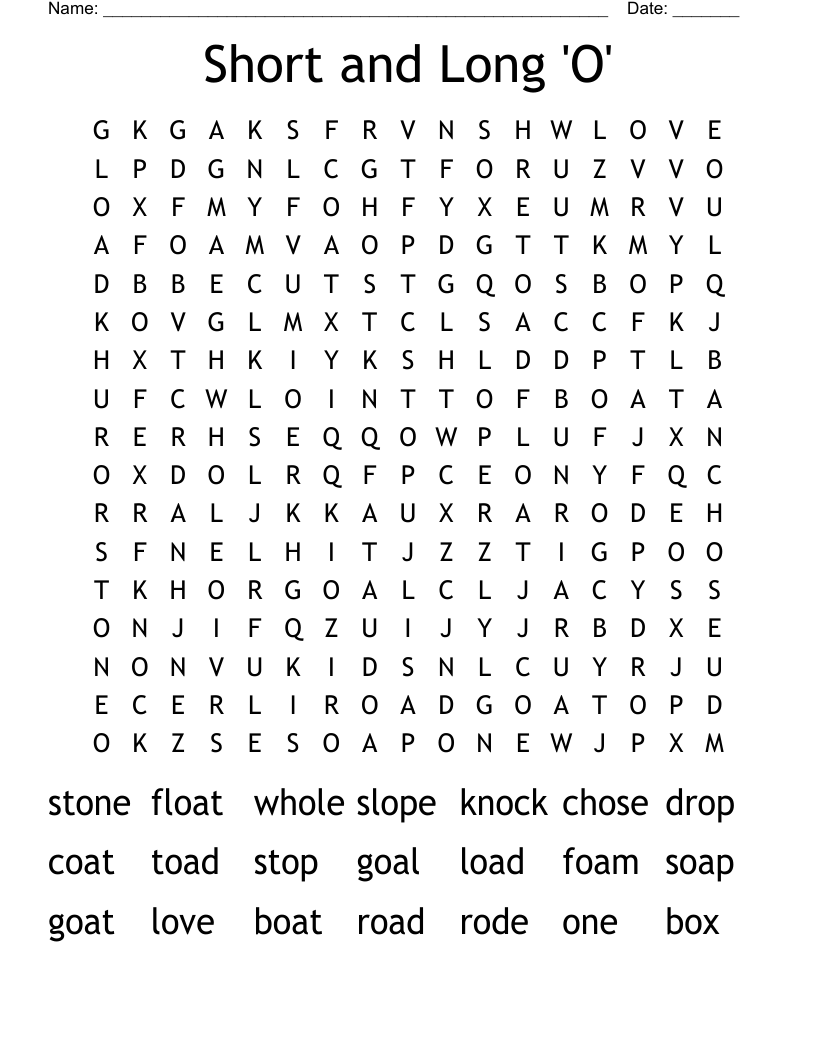 Short and Long 'O' Word Search