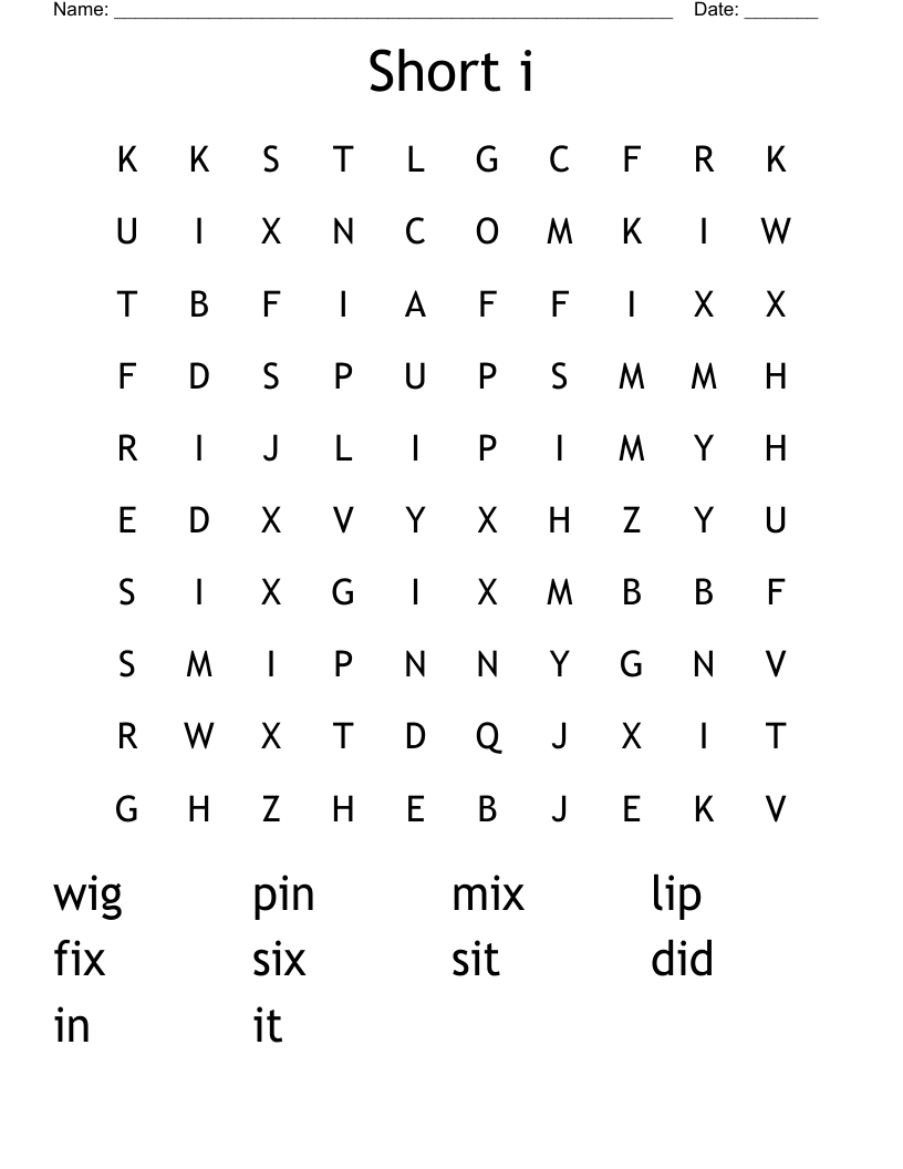 Short i Word Search