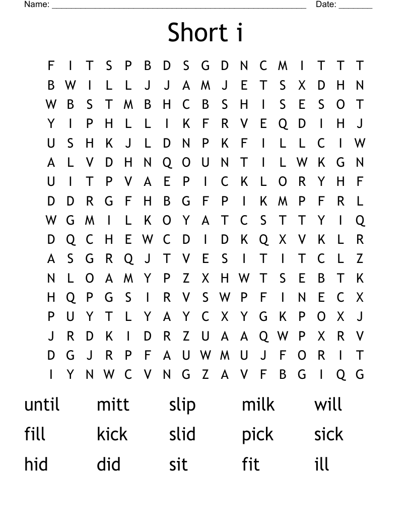 Short i Word Search