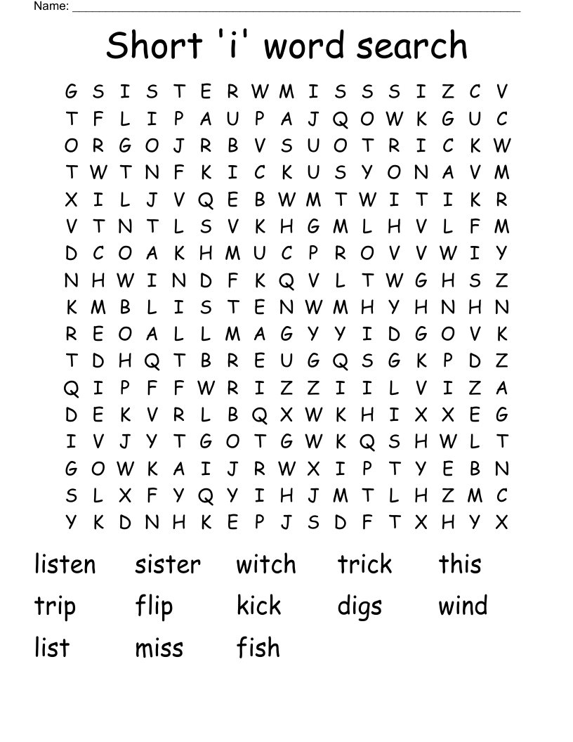 Short 'i' word search