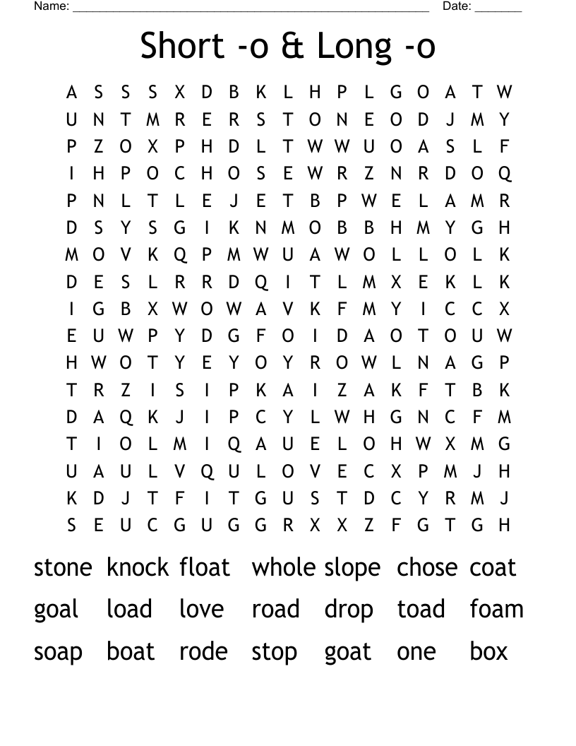 Short -o & Long -o Word Search
