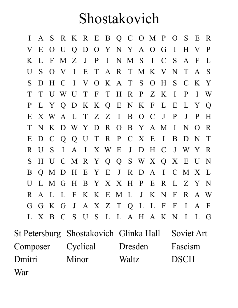Shostakovich Word Search