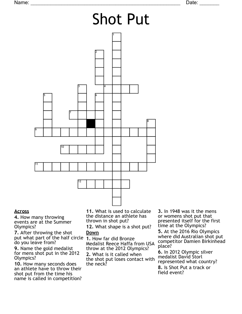 Shot Put Crossword