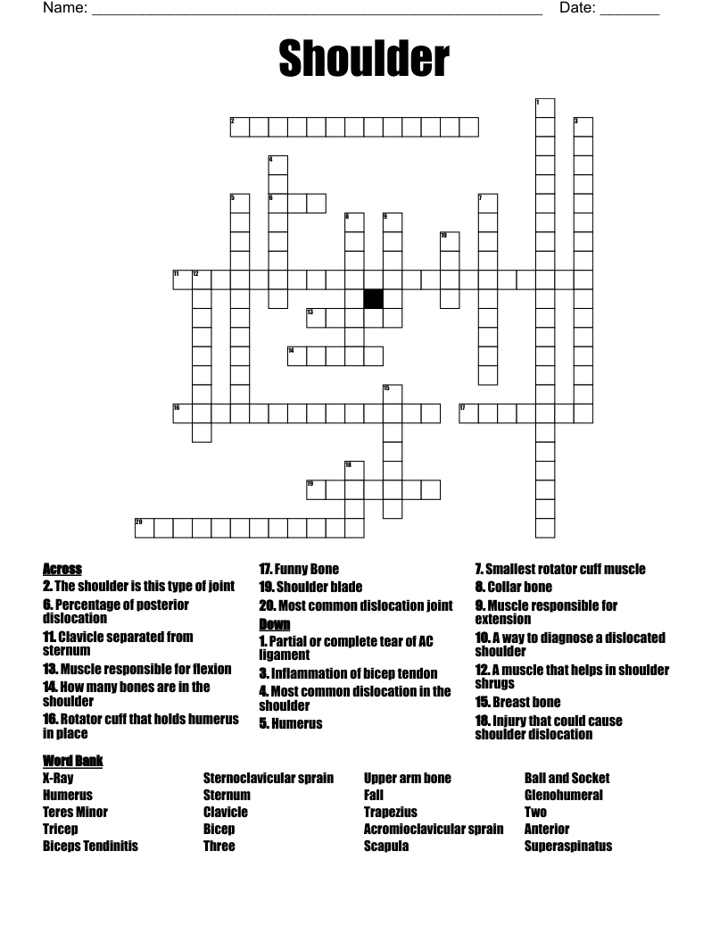Shoulder Crossword