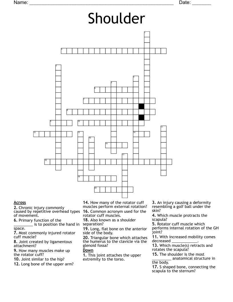 Shoulder Crossword