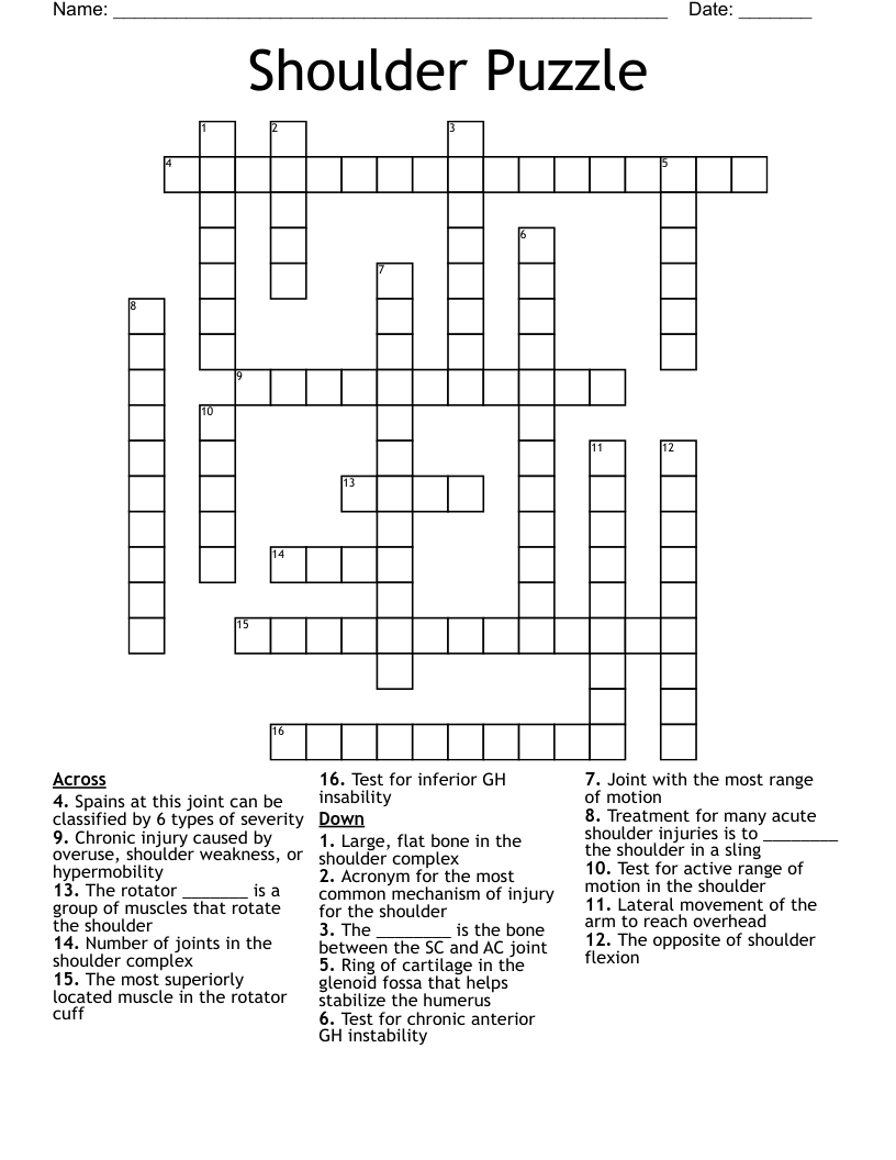 Shoulder Puzzle Crossword