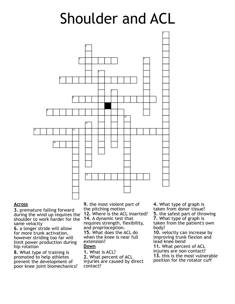 Shoulder and ACL Crossword