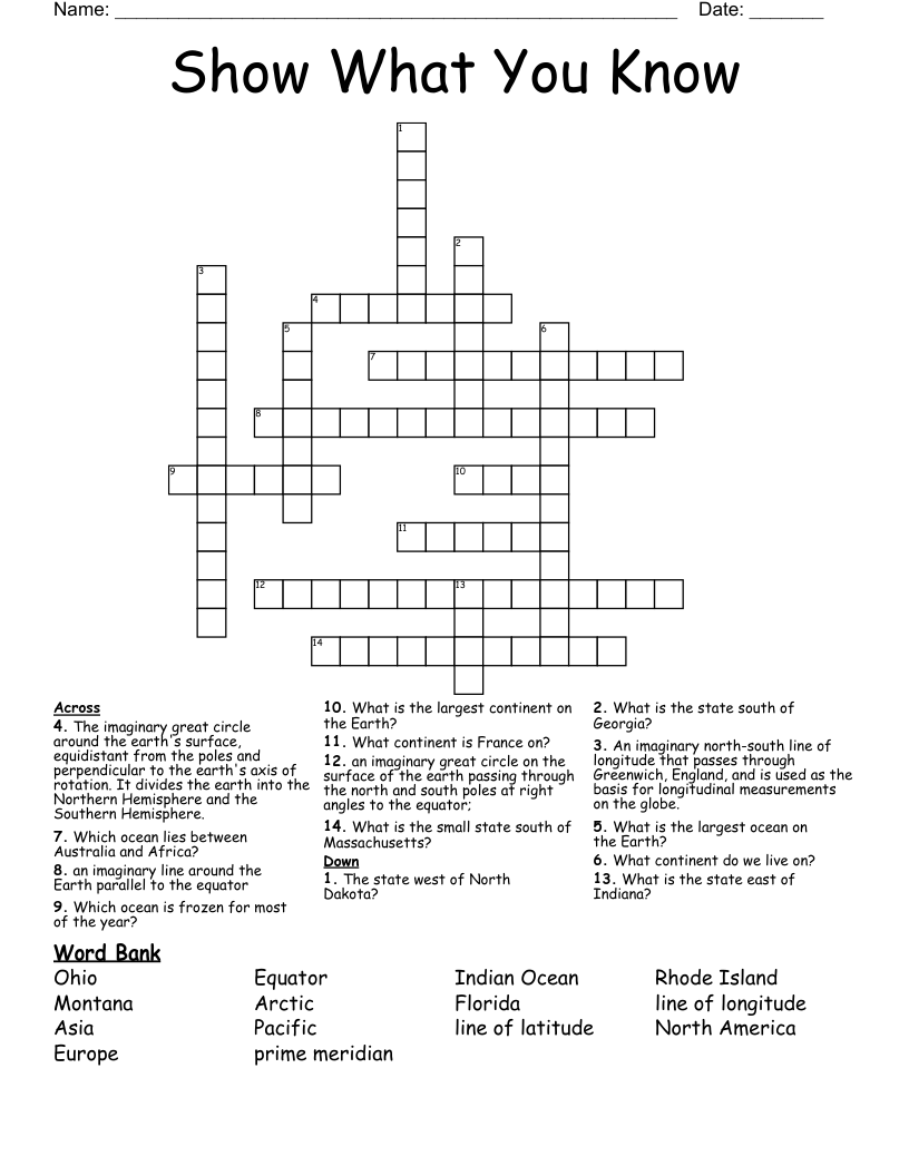 Show What You Know Crossword
