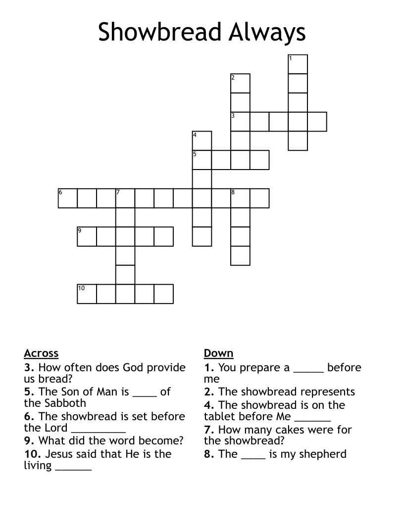 Showbread Always Crossword