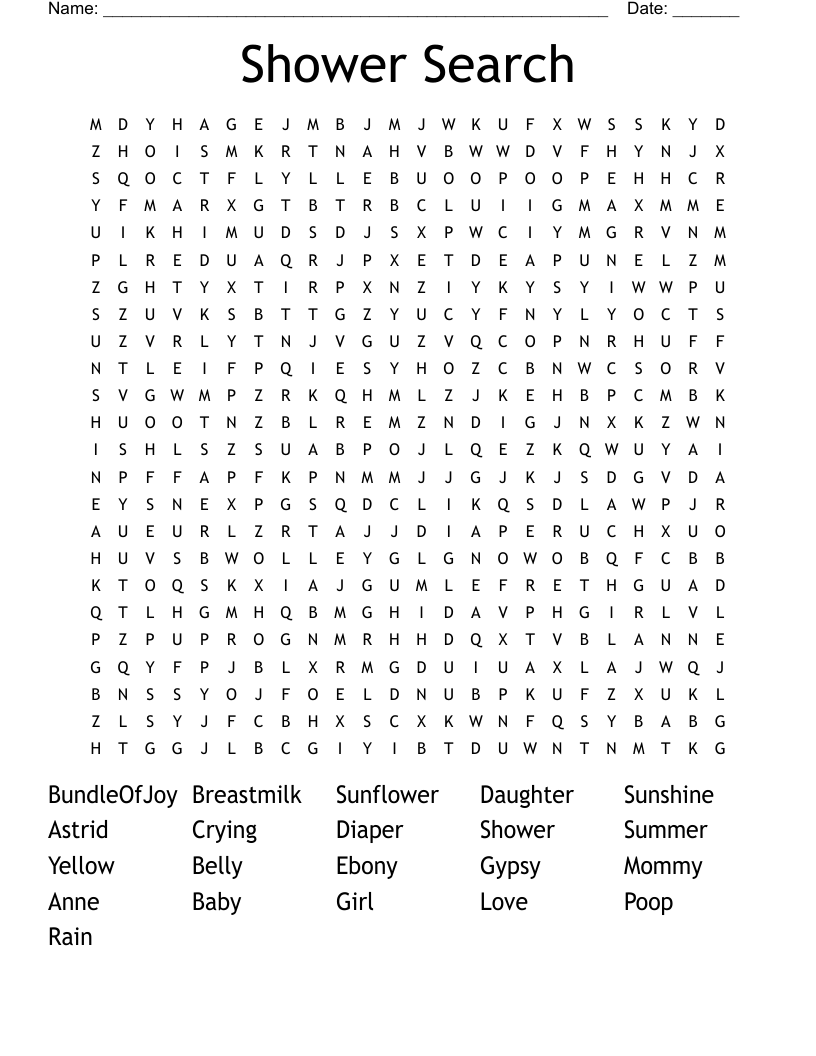 Shower Search Word Search