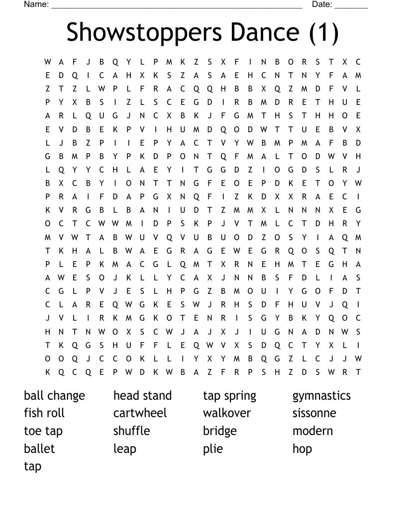 Showstoppers Dance (1) Word Search