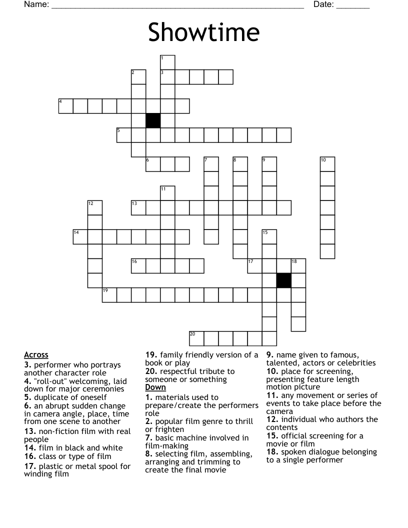 Showtime Crossword