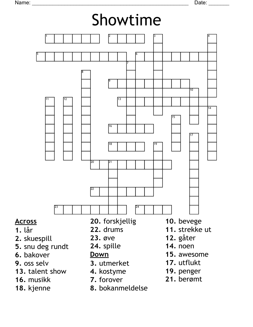 Showtime Crossword