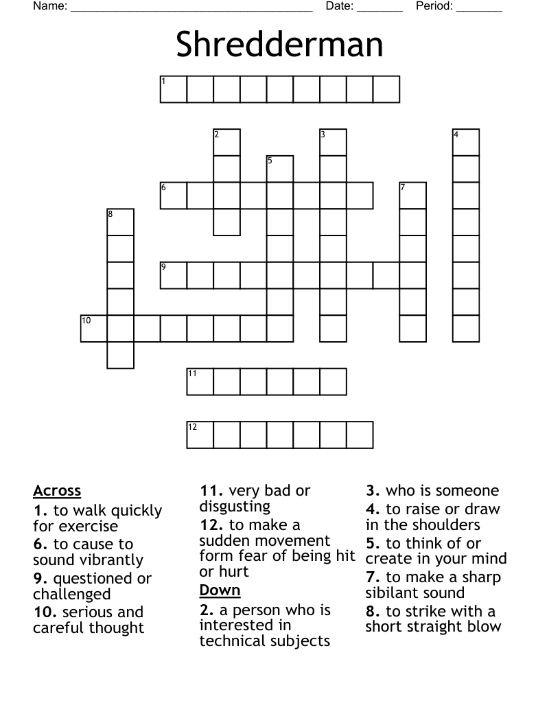 Shredderman Crossword
