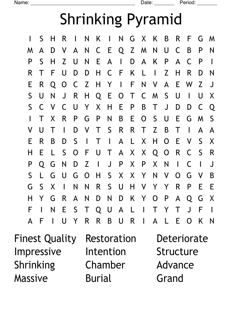 Shrinking Pyramid  Word Search