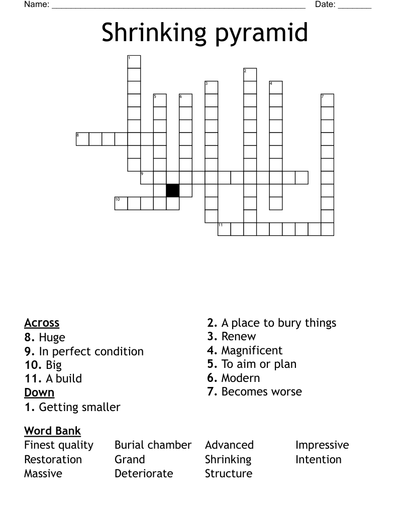 Shrinking pyramid Crossword