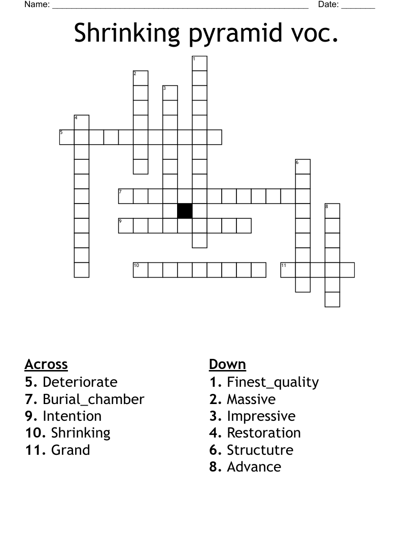 Shrinking pyramid voc. Crossword