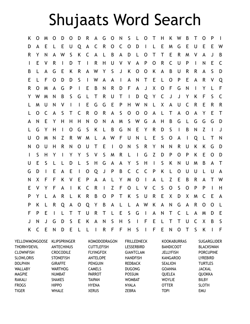 Shujaats Word Search