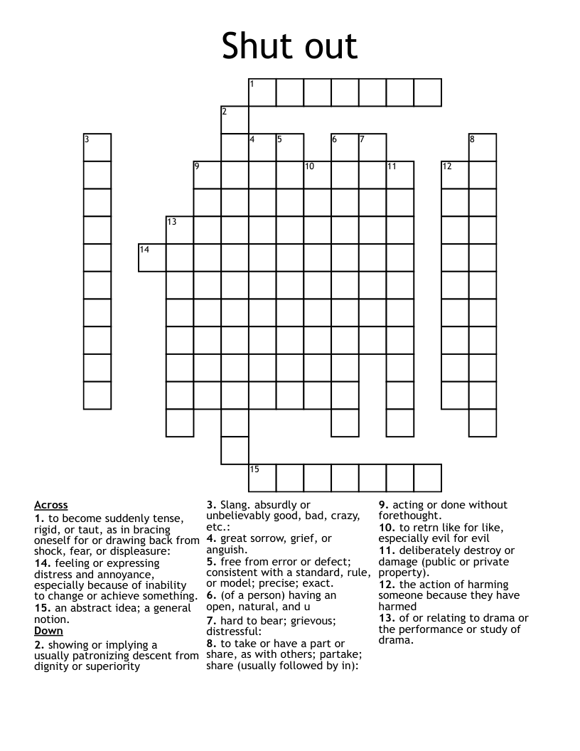 Shut out Crossword