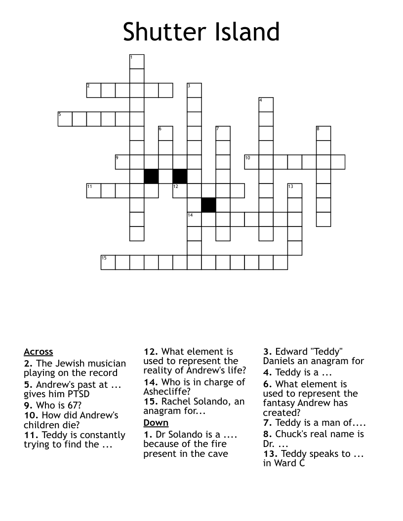 Shutter Island Crossword