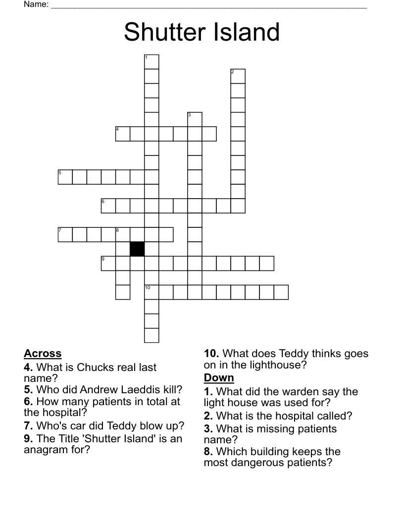 Shutter Island Crossword