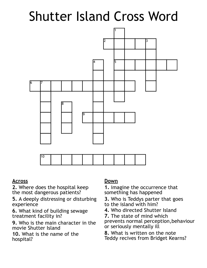 Shutter Island Cross Word