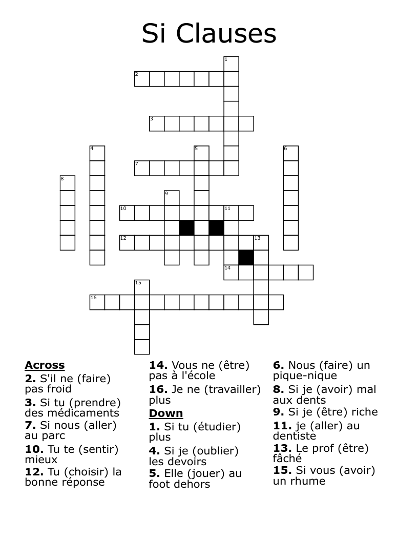 Si Clauses Crossword