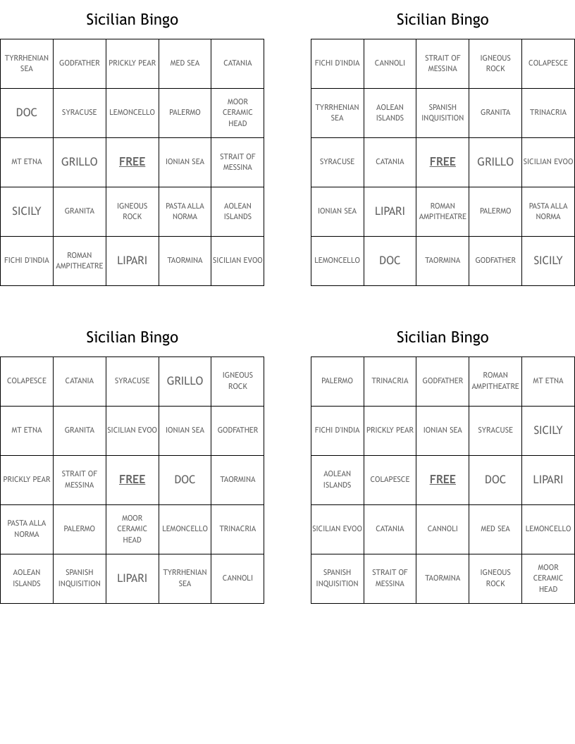 Sicilian Bingo