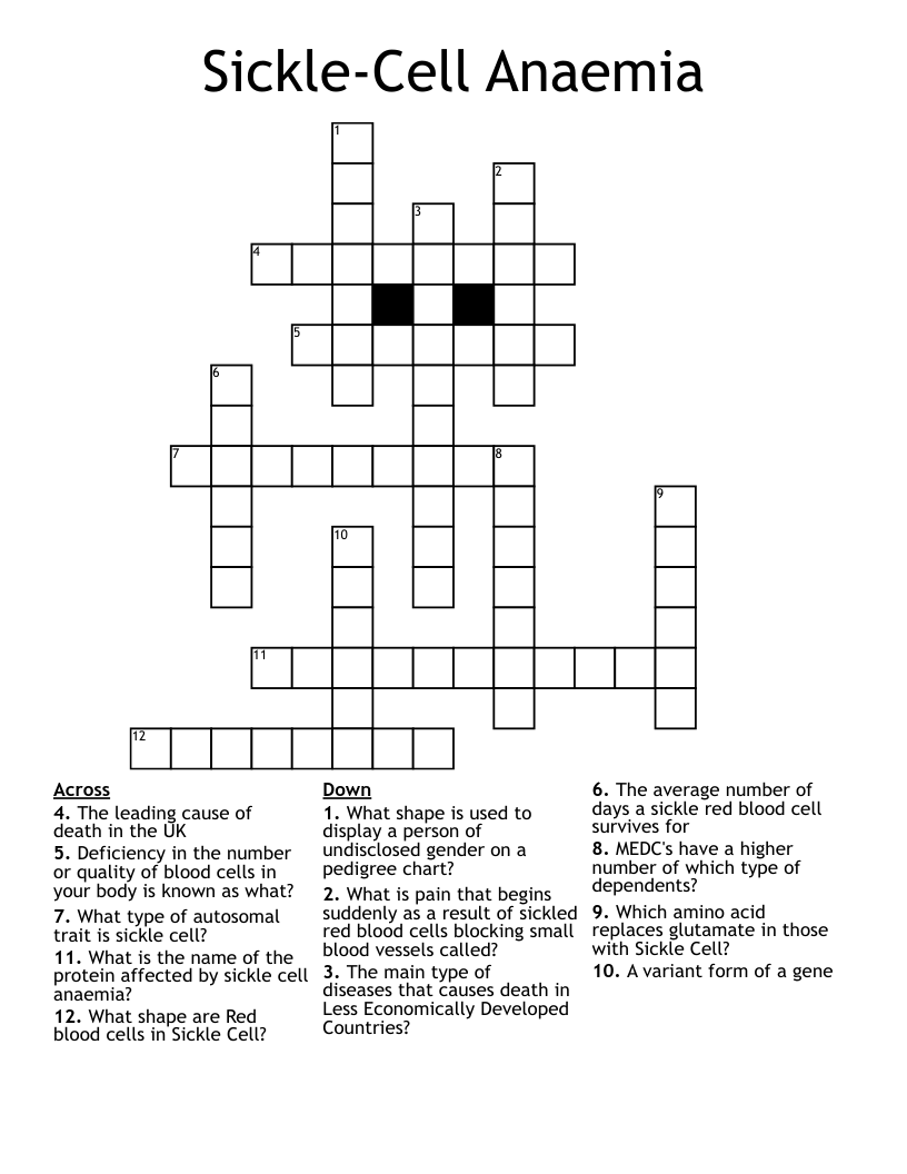 Sickle-Cell Anaemia Crossword