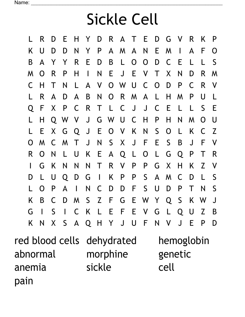 Sickle Cell Word Search