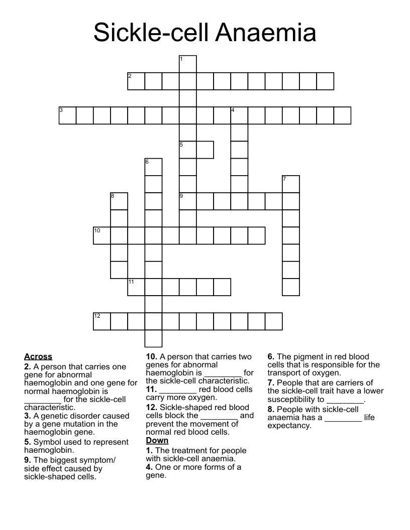 Sickle-cell Anaemia Crossword