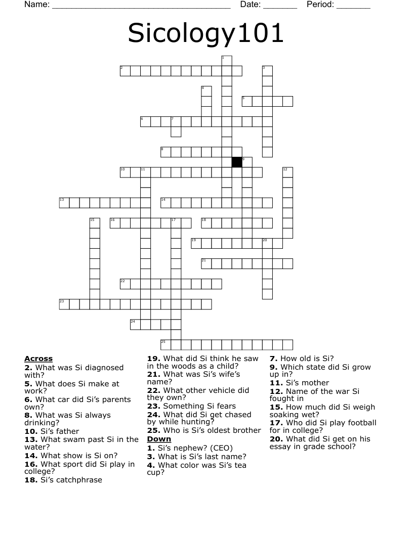Sicology101 Crossword