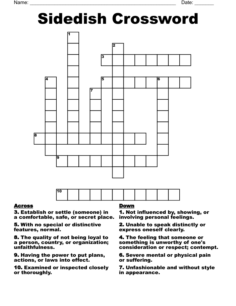 Sidedish Crossword