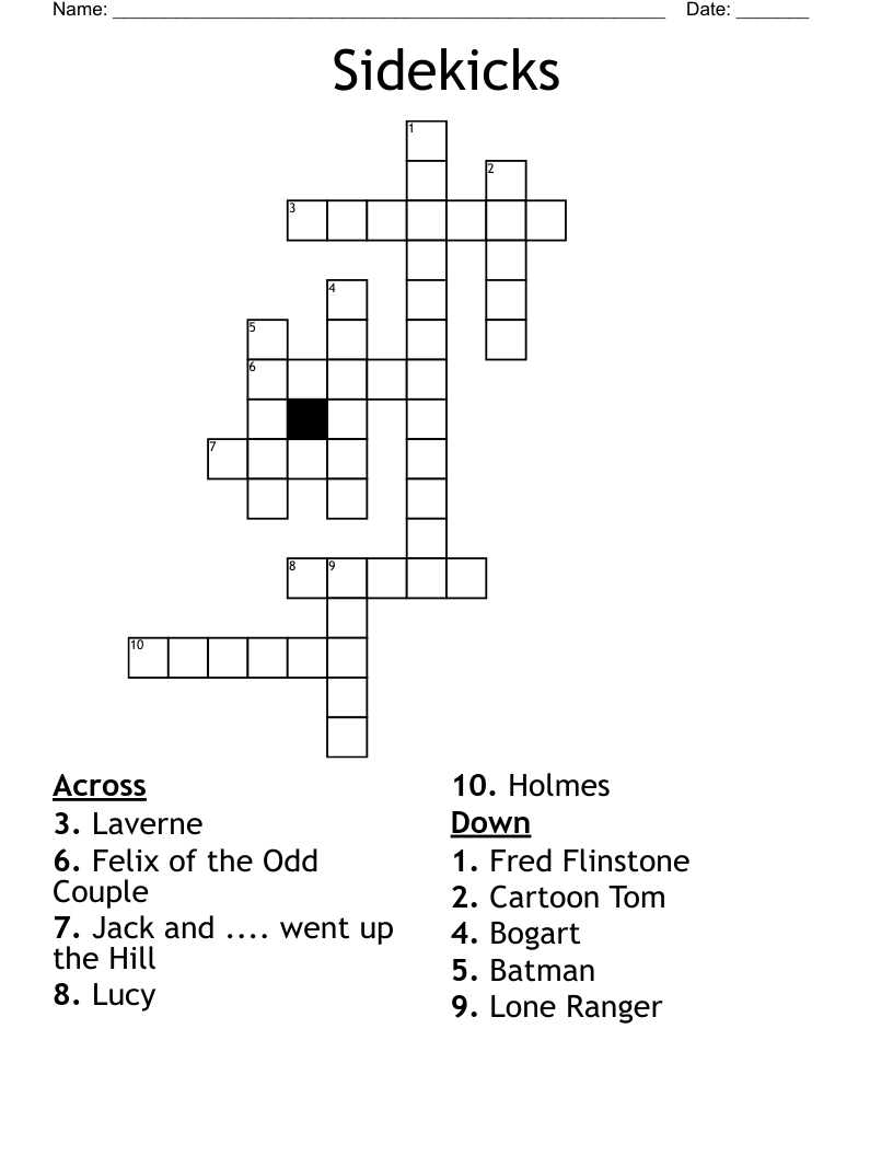 Sidekicks Crossword