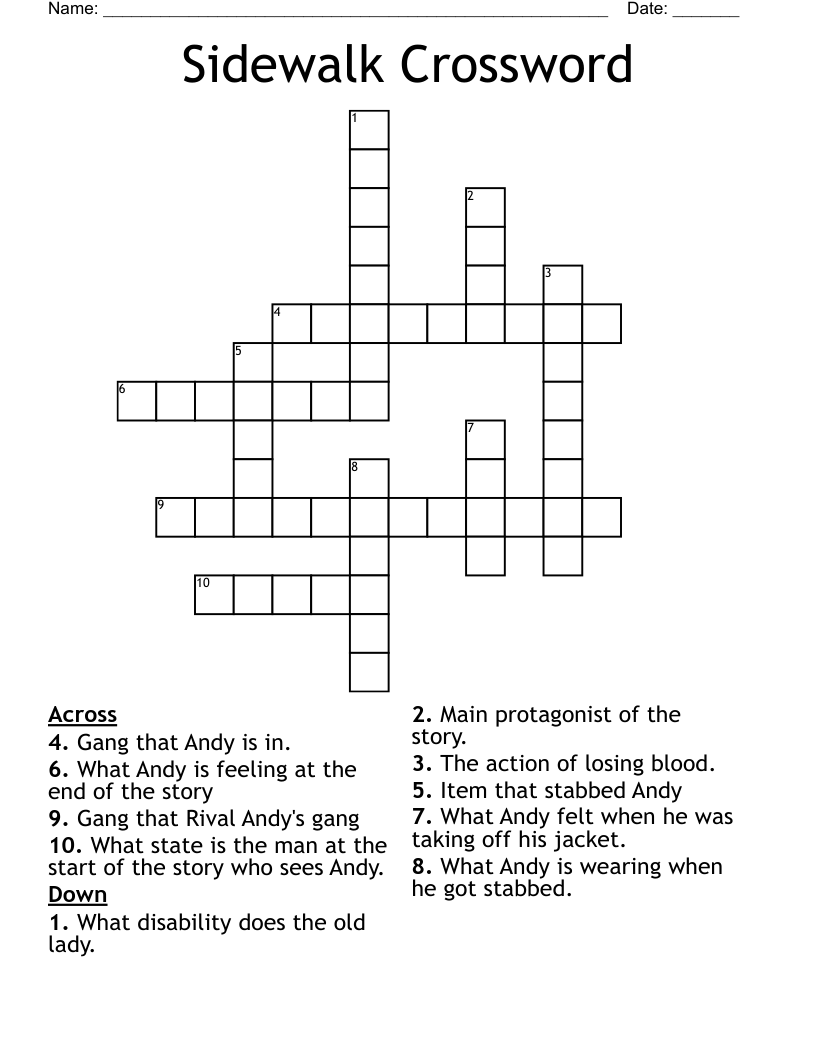 Sidewalk Crossword