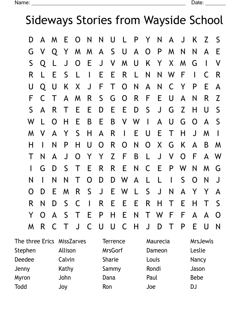 Sideways Stories from Wayside School Word Search