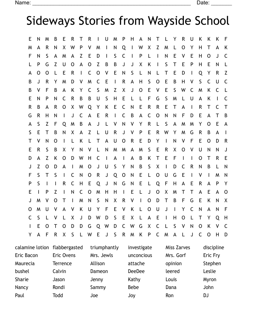 Sideways Stories from Wayside School Word Search