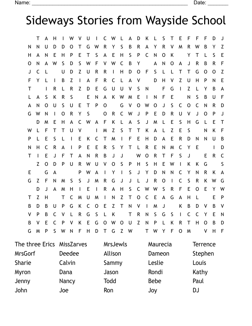 Sideways Stories from Wayside School Word Search