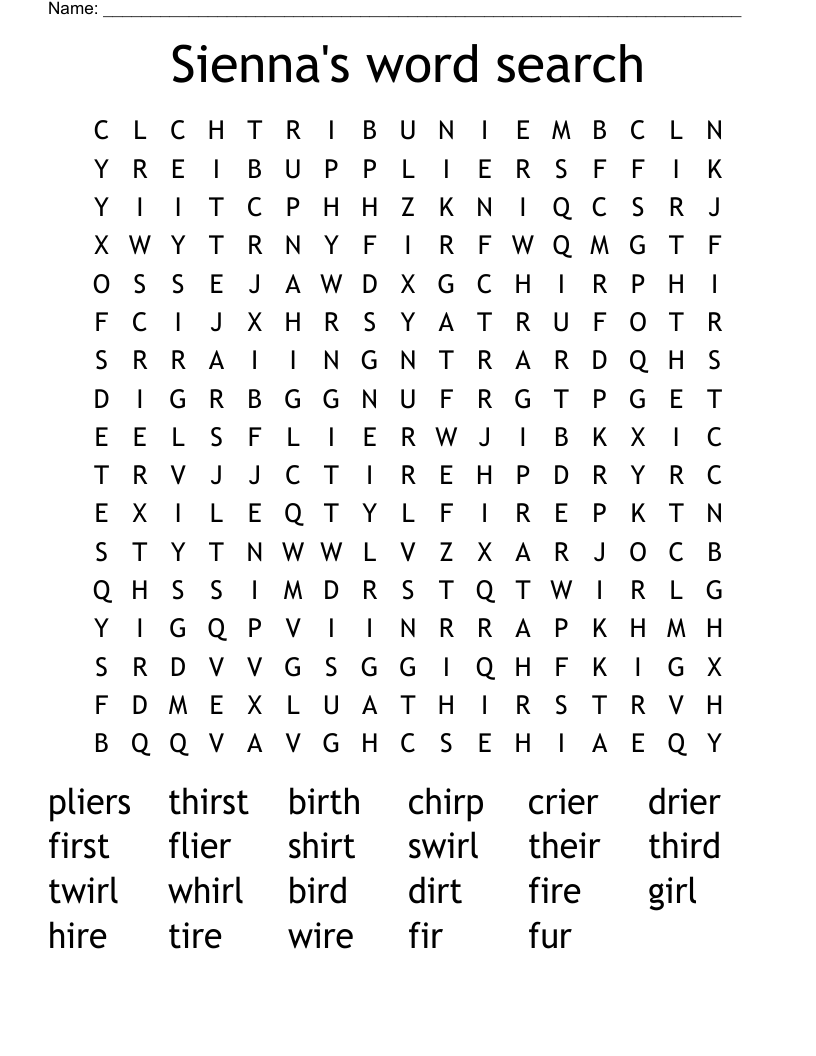 Sienna's word search