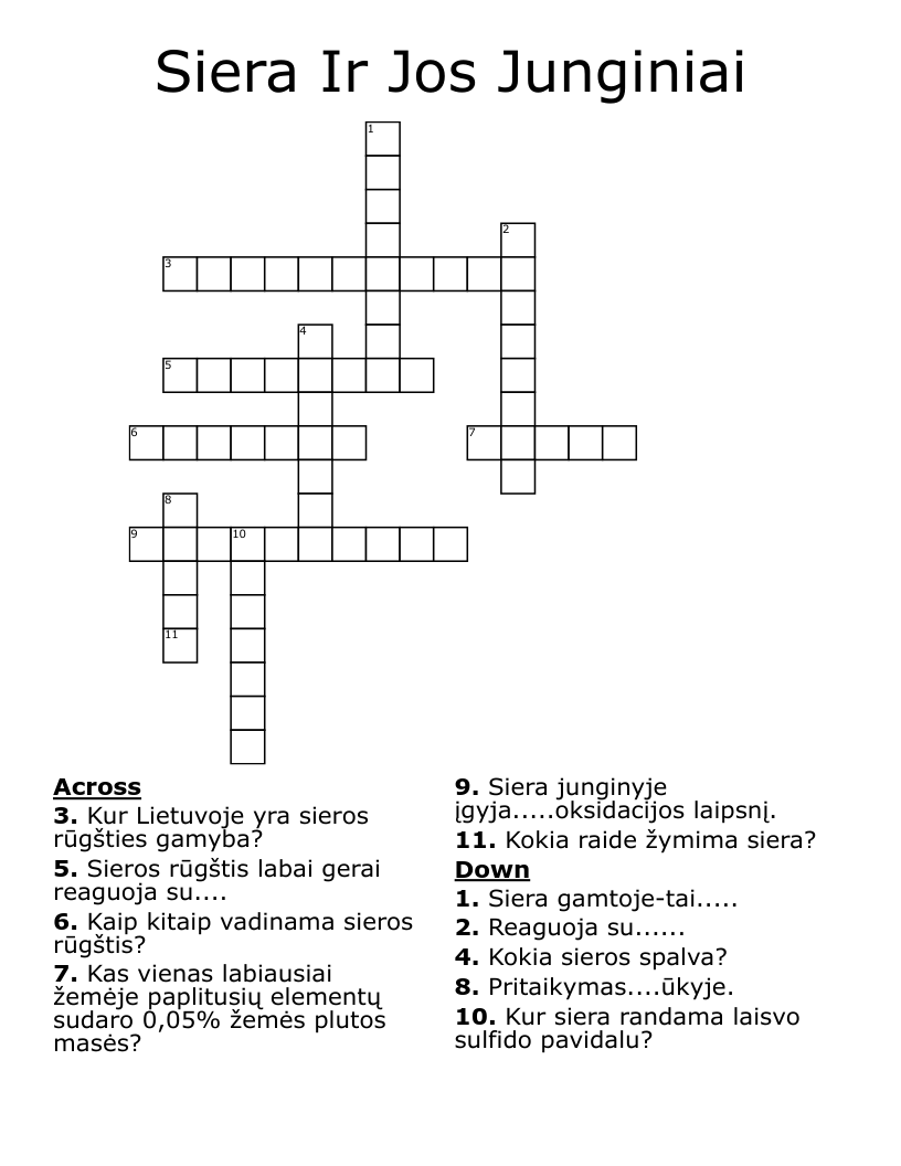 Siera Ir Jos Junginiai Crossword