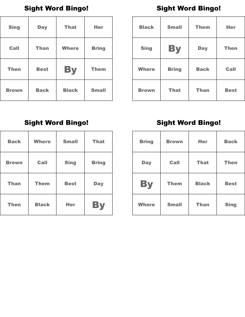 Sight Word Bingo!