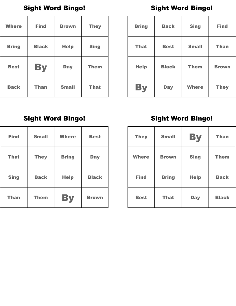 Sight Word Bingo!