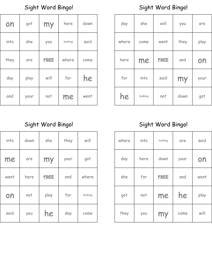 Sight Word Bingo!