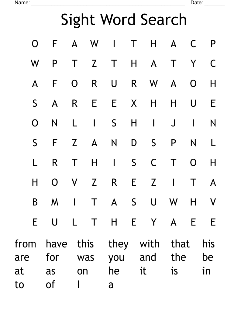 Sight Word Search